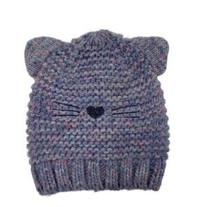 Gap Kids Purple Knit Kitten Beanie Toboggan Winter Cat Hat Girls Small